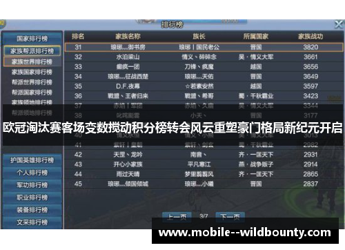 欧冠淘汰赛客场变数搅动积分榜转会风云重塑豪门格局新纪元开启